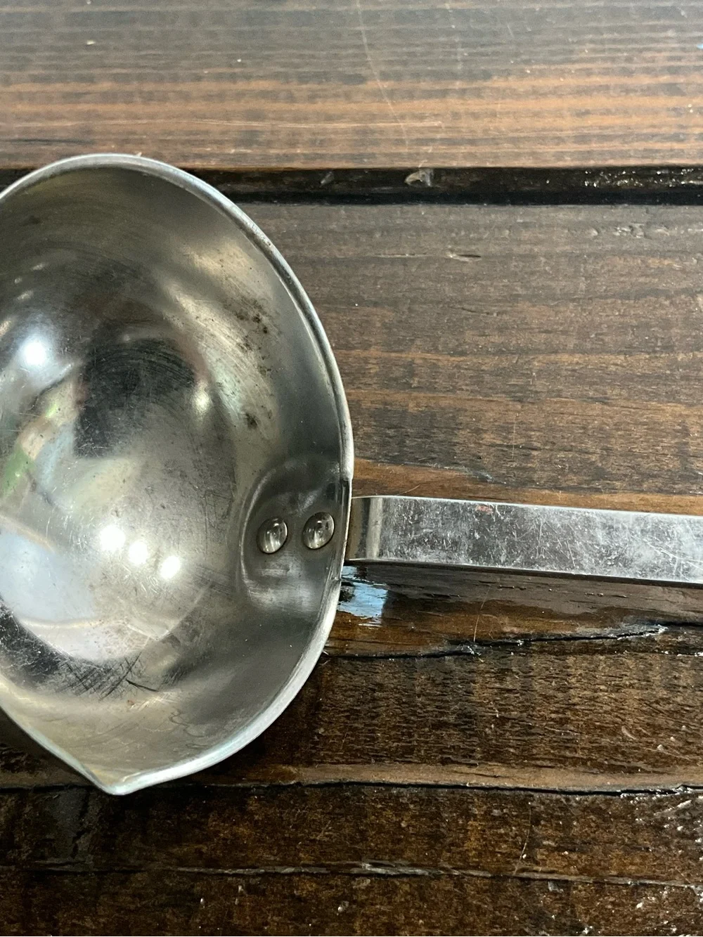 Vintage EKCO Forge Stainless Steel Ladle with Turquoise Blue Handle MCM